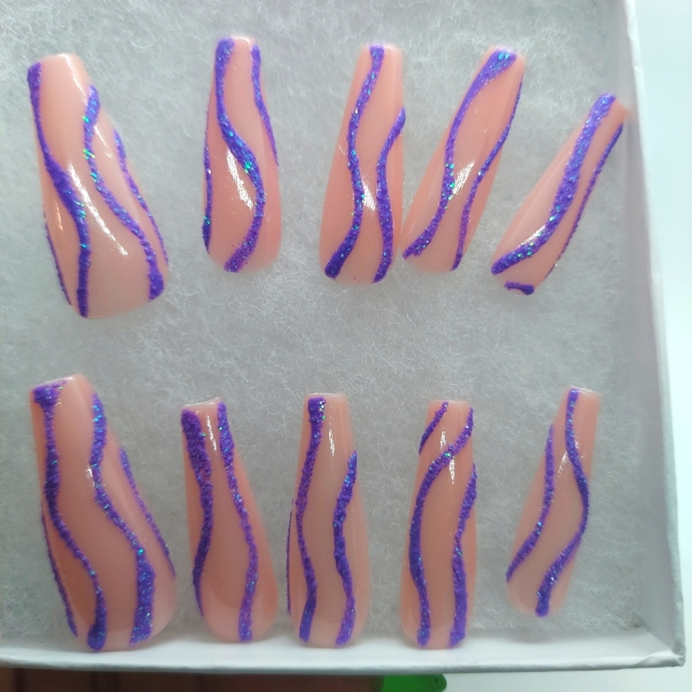 Purple Sugar Swirl Press on Nails